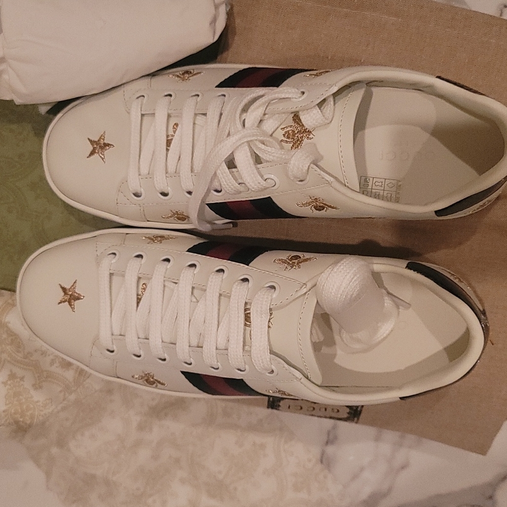Gucci ace embroidery bees and star  sneakers 38